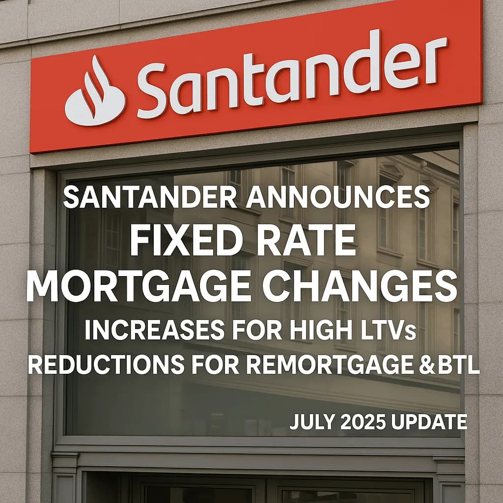Santander Announces Fixed Rate Mortgage Changes: Increases for Higher LTVs and Reductions for Remortgage & Buy-to-Let