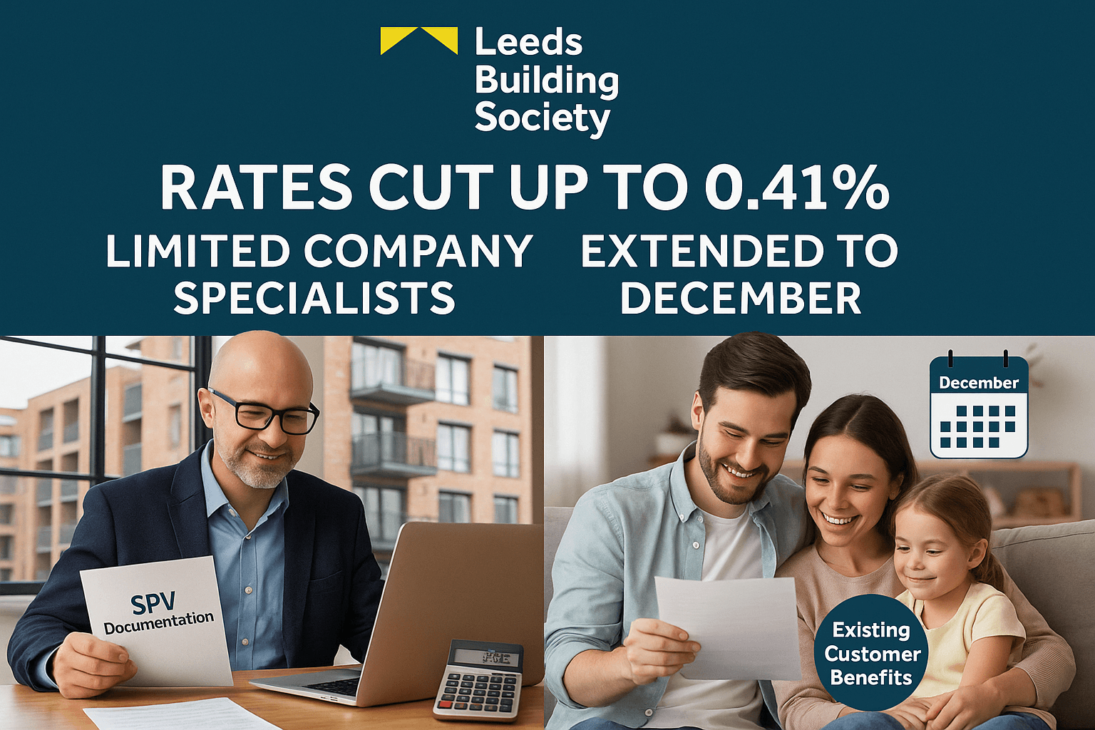 Leeds Building Society customers reviewing reduced mortgage rates on limited company buy-to-let and residential properties with extended December deadlines and additional borrowing options