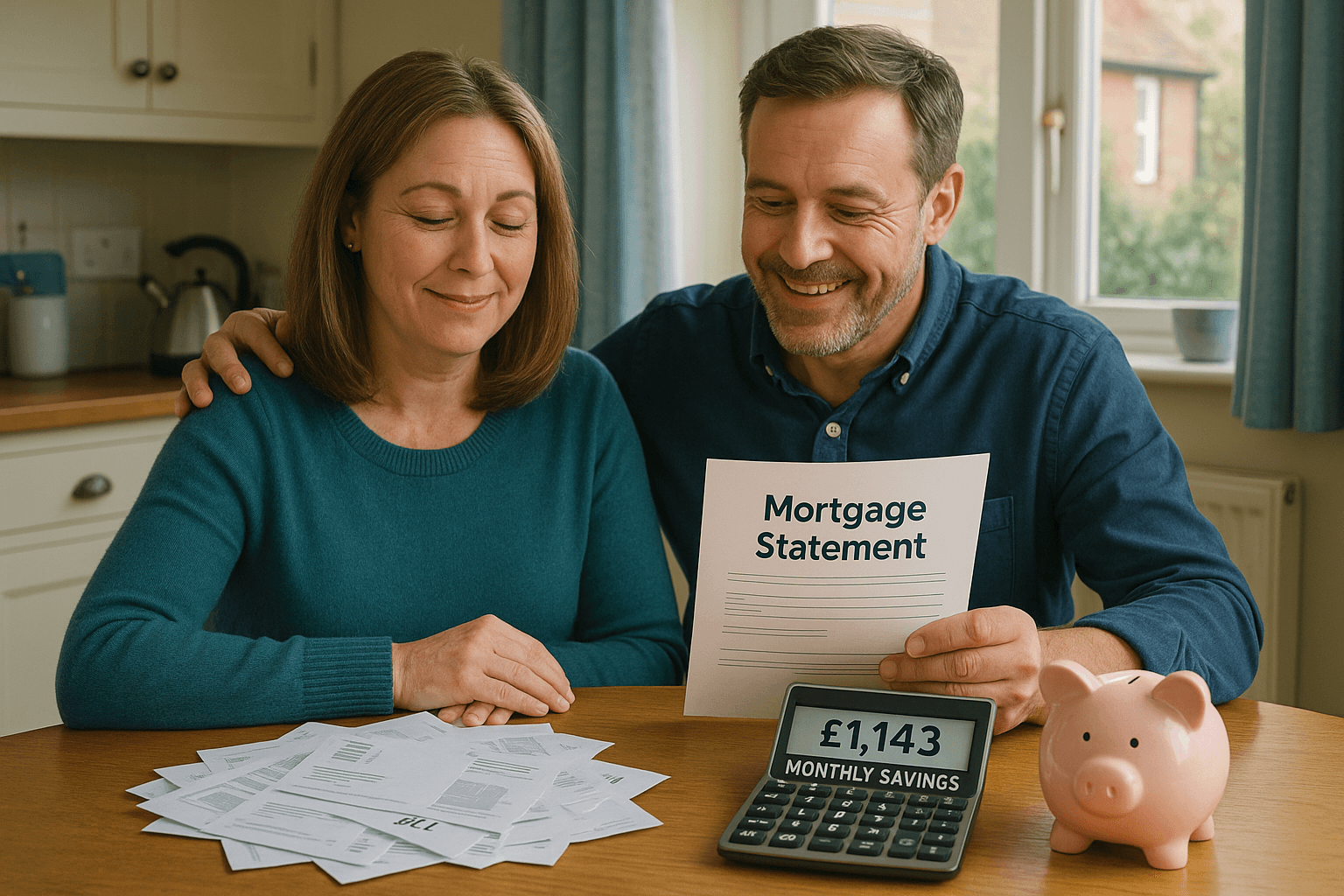 Relieved UK Couple Simplifying Finances with £1,143 Monthly Mortgage Savings
